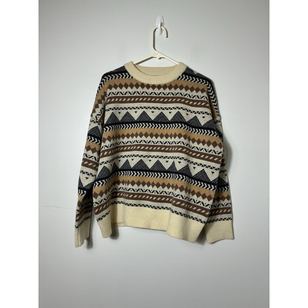 Dazy Pullover Crew Neck Sweater Sz M Aztec Western Grandpa Fall‎